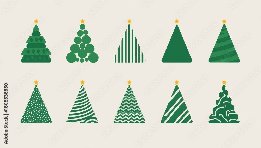 Obraz premium Creative Christmas Tree Icon Collection