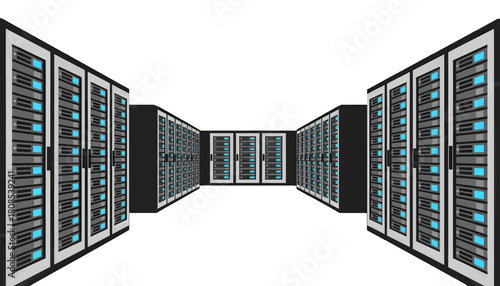 Rows of Modern Server Racks in Data Center