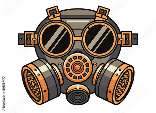 Steampunk Gas Mask with Orange Accents