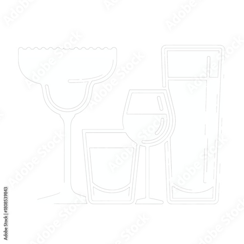 Variety of Drink Glasses in a Minimalist Style