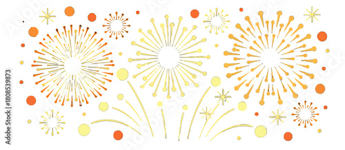 Vibrant Fireworks Bursting in Golden and Orange Hues