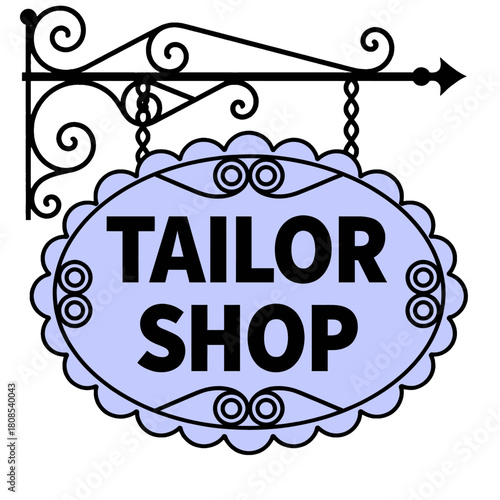 Vintage Tailor Shop Sign with Decorative Framework