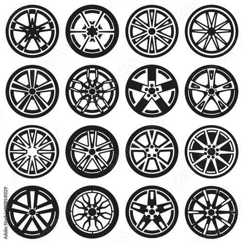 Alloy wheel collection, minimal design, isolated vehicle rims