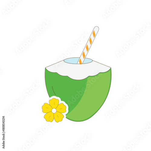 Colorful icon for coconut water