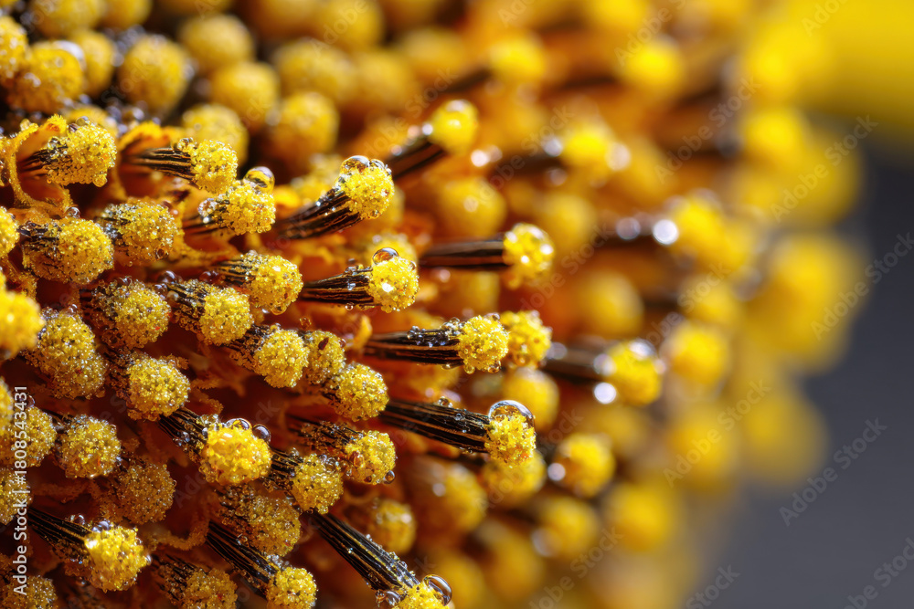 Obraz premium Macro image of sunflower pollen grains 
