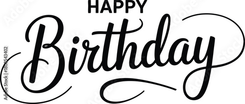 Happy Birthday Brush Lettering Vector – EPS File for Greeting Cards and Decorations