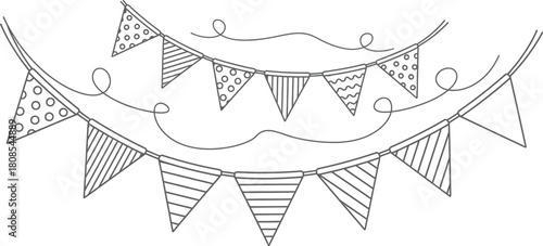 Hand drawn bunting banner with triangle flags decoration