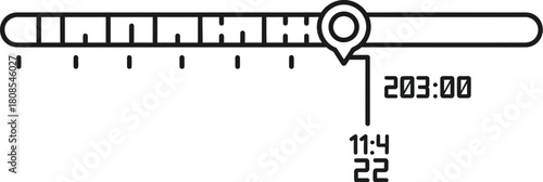 Timeline slider with timecode and duration in digital style