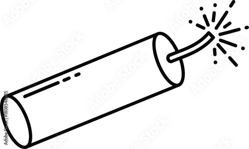 Dynamite stick with a lit fuse ready to explode quickly