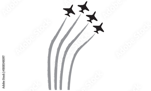 Fighter Jet Formation Silhouette Vector – Military Aircraft, Airshow Design, and Aviation Art