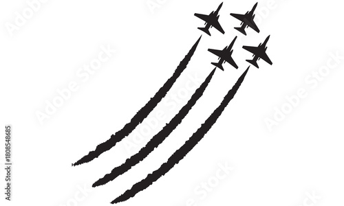 Fighter Jet Formation Silhouette Vector – Military Aircraft, Airshow Design, and Aviation Art