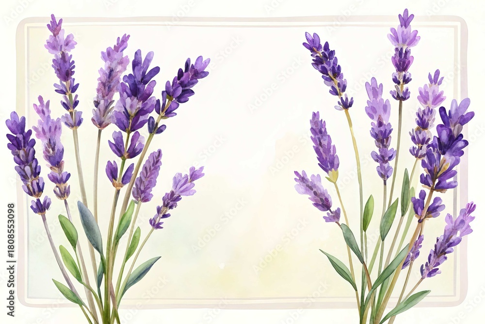 Naklejka premium Elegant purple lavender floral border design element