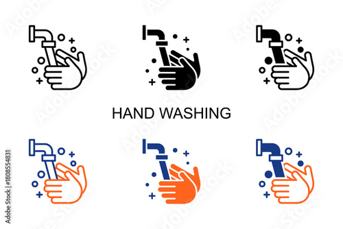 Hand Washing Icon Multi Style Vector Illustration