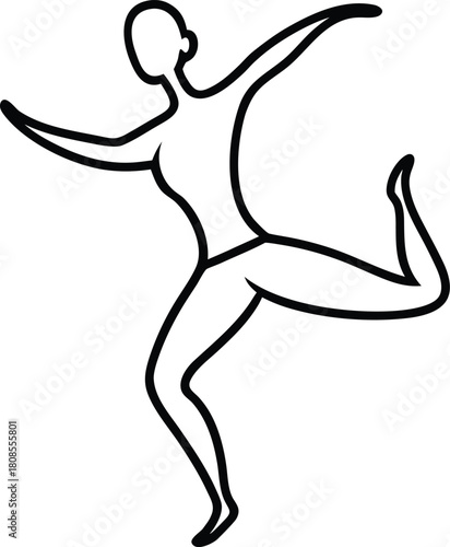 Dancer in motion line art transparent background