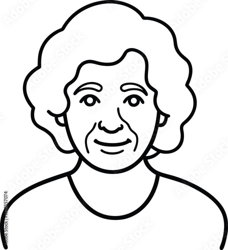 Elderly woman line art transparent background