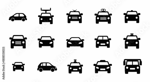 Car icons, showing various types of automobiles