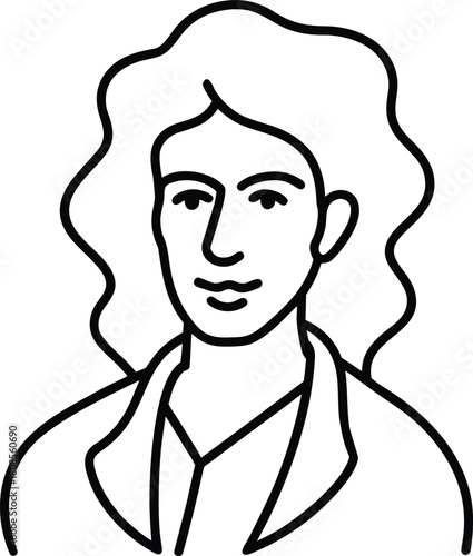 Musician portrait line art transparent background