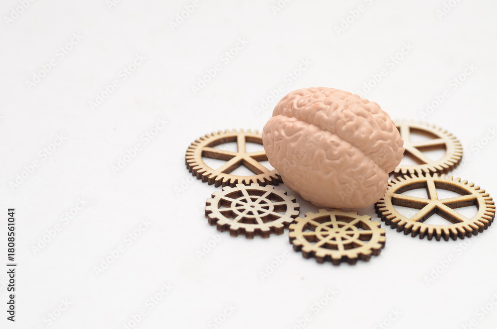 Fototapeta premium Intellectual Mechanics: The Brain as a Precision Machine Resting on Gears