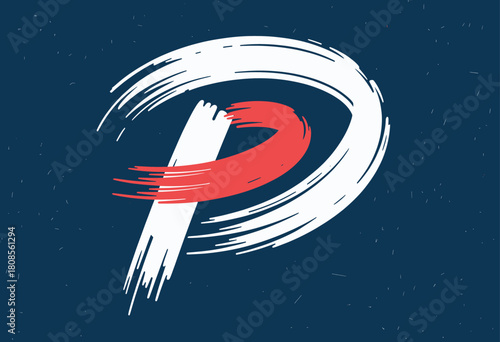 Dynamic letter P brush stroke design on dark background