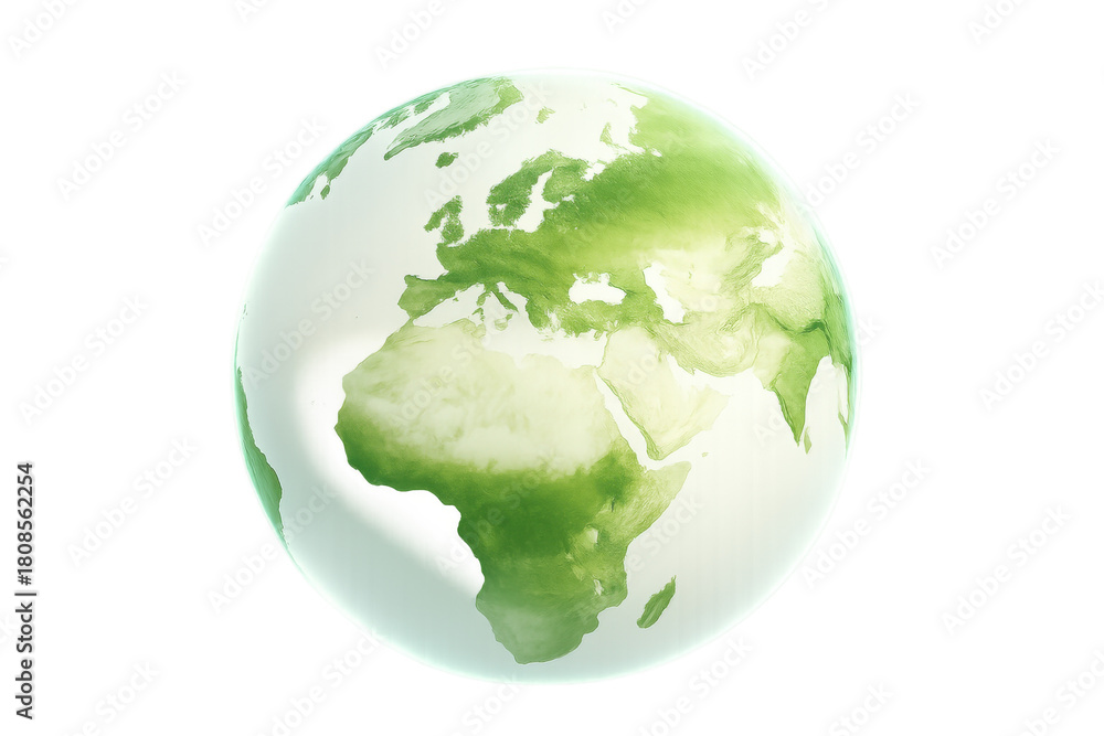 Fototapeta premium Green earth globe representing environmental care, sustainability, and ecological conservation with a transparent background