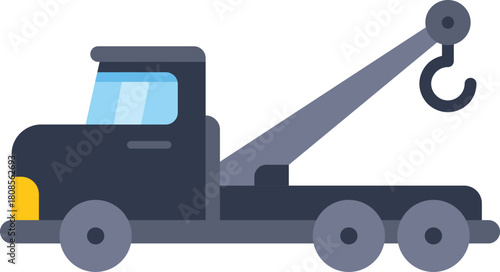 Tow truck with hook and cable ready for roadside assistance and vehicle recovery