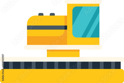 Illustration of a mining harvester extracting minerals featuring a bright yellow color scheme