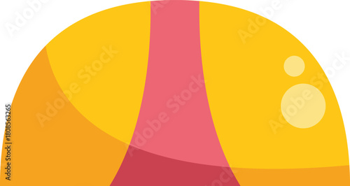 Yellow and pink beach umbrella protecting from sun heat icon in flat style on white background