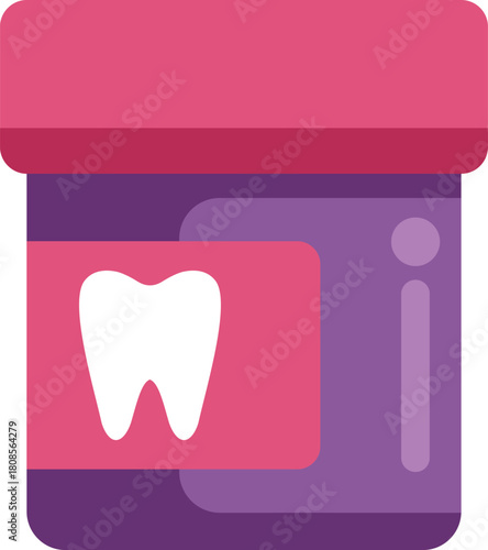 Pink and purple toothpaste tube promoting good oral hygiene practices