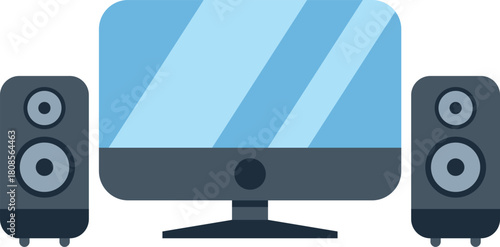 Desktop computer featuring a large screen and stereo speakers, perfect for multimedia consumption and entertainment