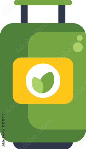 Green suitcase symbolizing eco conscious travel choices and promoting sustainable tourism practices