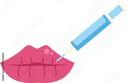 Syringe injecting filler into lips, representing cosmetic procedures for lip enhancement