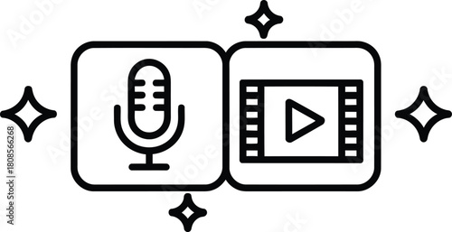 Podcast and Video Creation Icons illustration content