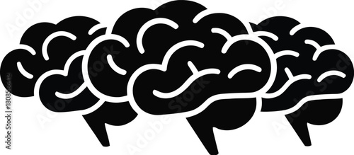 Three Black Brain Silhouettes Side by Side mind thinking