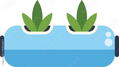 Hydroponics system growing plants in a greenhouse using mineral nutrient solutions in water without soil