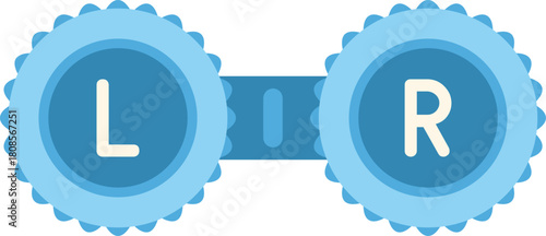 Blue plastic container holding left and right contact lenses, ensuring safe storage and easy identification for users