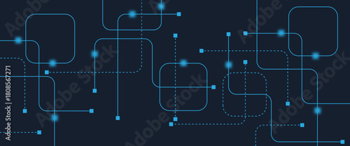 Abstract digital AI circuit board background with tech icons. Digital technology motherboard texture design. Engineering circuit board concept for poster, header, banner, website, presentation