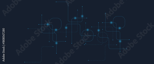 Abstract digital AI circuit board background with tech icons. Digital technology motherboard texture design. Engineering circuit board concept for poster, header, banner, website, presentation