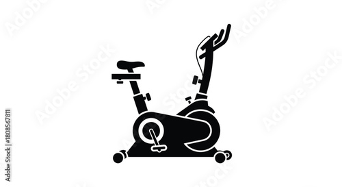 Simple black silhouette icon of a stationary exercise bike for fitness training and cardiovascular workouts in a home gym.