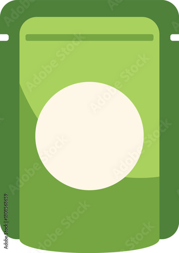Blank green doypack packaging with round label for product mockup