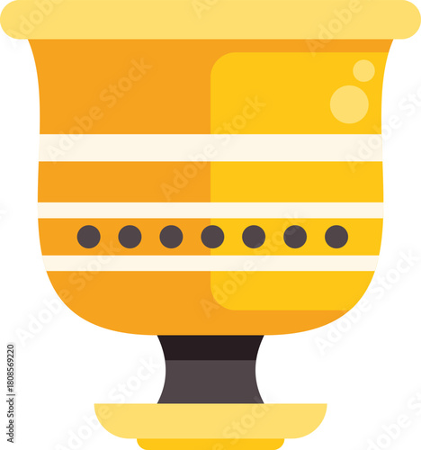 Ornate golden goblet standing on pedestal representing award, achievement, holy grail, luxury, or wealth