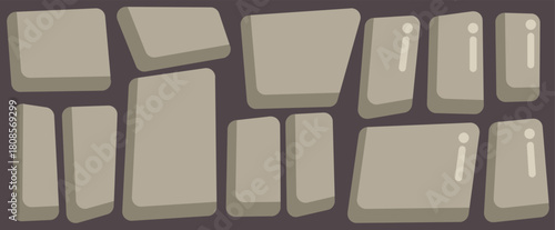 Masonry structure creating a solid barrier, featuring various shapes of stones