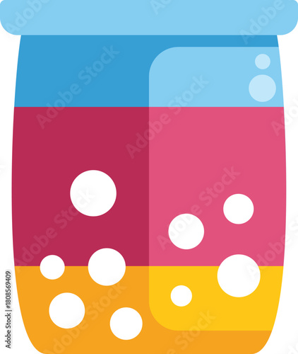 Refreshing boba tea beverage in a glass with layers of different flavors and tapioca pearls