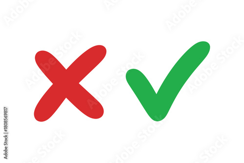 Checkmark cross symbols. Checkbox false wrong icons set. Vote checkmark, cross icons, symbols set.