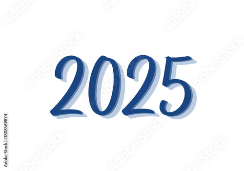 Stylized blue 2025 typography and numeric design on a clean white background.
