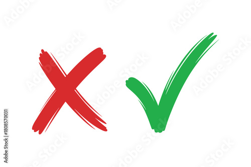 Checkmark cross symbols. Checkbox false wrong icons set. Vote checkmark, cross icons, symbols set.
