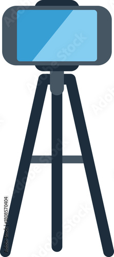 Smartphone securely mounted on a tripod, ready for capturing photos and videos, creating content, or live streaming