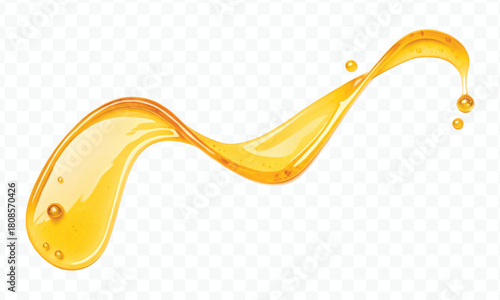 realistic fresh liquid honey or oil splash in curve style isolated on transparent background