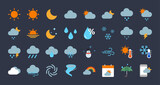weather icon set. Simple color flat icons vector.