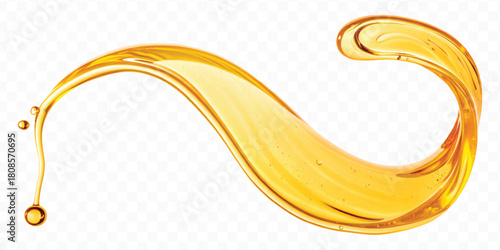 realistic fresh liquid honey or oil splash in curve style isolated on transparent background