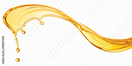 realistic fresh liquid honey or oil splash in curve style isolated on transparent background